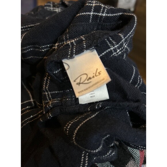 RAILS Hunter Women’s Plaid Flannel Button Up Shirt Size S Navy Snow Metallic - Picture 6 of 7